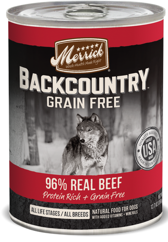 Merrick Backcountry Grain Free 96% Beef Recipe Canned Dog Food