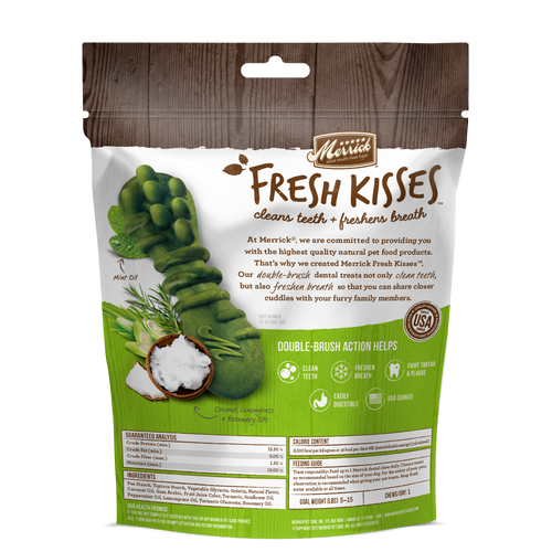 Merrick Fresh Kisses Grain Free Coconut Oil and Botanicals Extra Small Dental Dog Treats