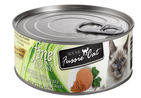 Fussie Cat Fine Dining - Mousse Chicken with Pumpkin Entree in Gravy Canned Cat Food (2.47 oz)
