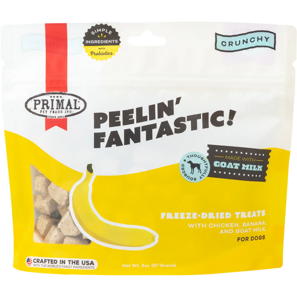 Primal Peelin' Fantastic Chicken, Banana, and Goat Milk Freeze Dried Dog Treats