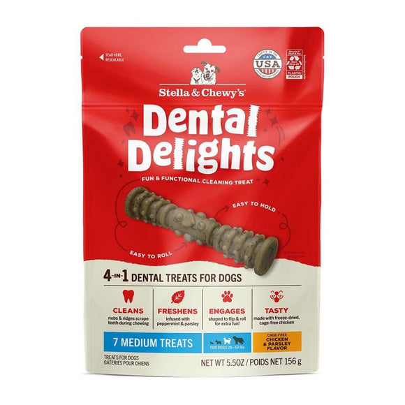 Stella & Chewy's Medium Dental Delights Chicken & Parsley Flavor Treats for Dogs
