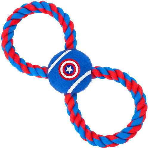 Buckle-Down Captain America Rope Tennis Ball Dog Toy