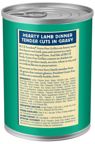 Blue Buffalo Freedom Grain Free Grillers Hearty Lamb Dinner Canned Dog Food