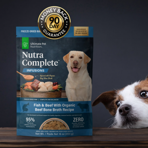 Ultimate Pet Nutrition Nutra Complete™ Infusions Fish & Beef With Organic Beef Bone Broth RecipeFreeze-Dried Raw Adult Dog Food