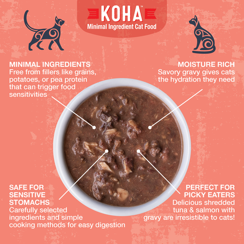 Koha Poké Bowl Tuna & Salmon Entrée in Gravy for Cats