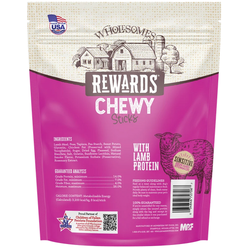 Wholesomes Rewards Chewy Lamb Sticks For Dogs