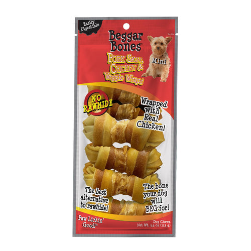 Savory Prime Beggar Bone Pork Skin, Chicken & Veggie Wraps Mini 7 pk