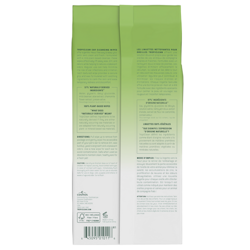 TropiClean Cleansing Ear Wipes, 50ct