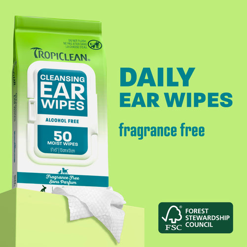 TropiClean Cleansing Ear Wipes, 50ct