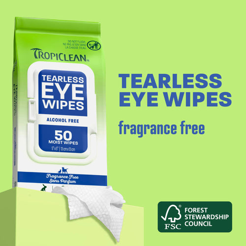 TropiClean Tearless Eye Wipes, 50ct