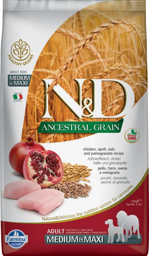 Farmina N D Natural and Delicious Ancestral Grain Medium Maxi Chicken Pomegranate Adult Dry Dog Food Conyers GA The Stock Market Country Store