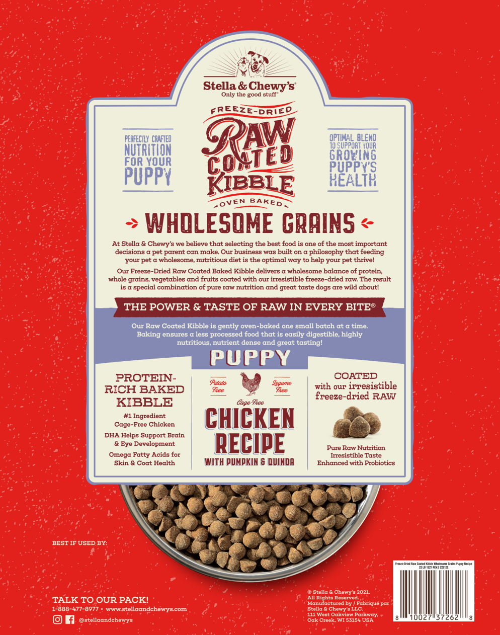 Stella Chewy s Dog Raw Coated Wholesome Grains Puppy Cage Free